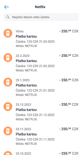 Netflix platba kartou