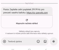 Ukázka podvodné SMS